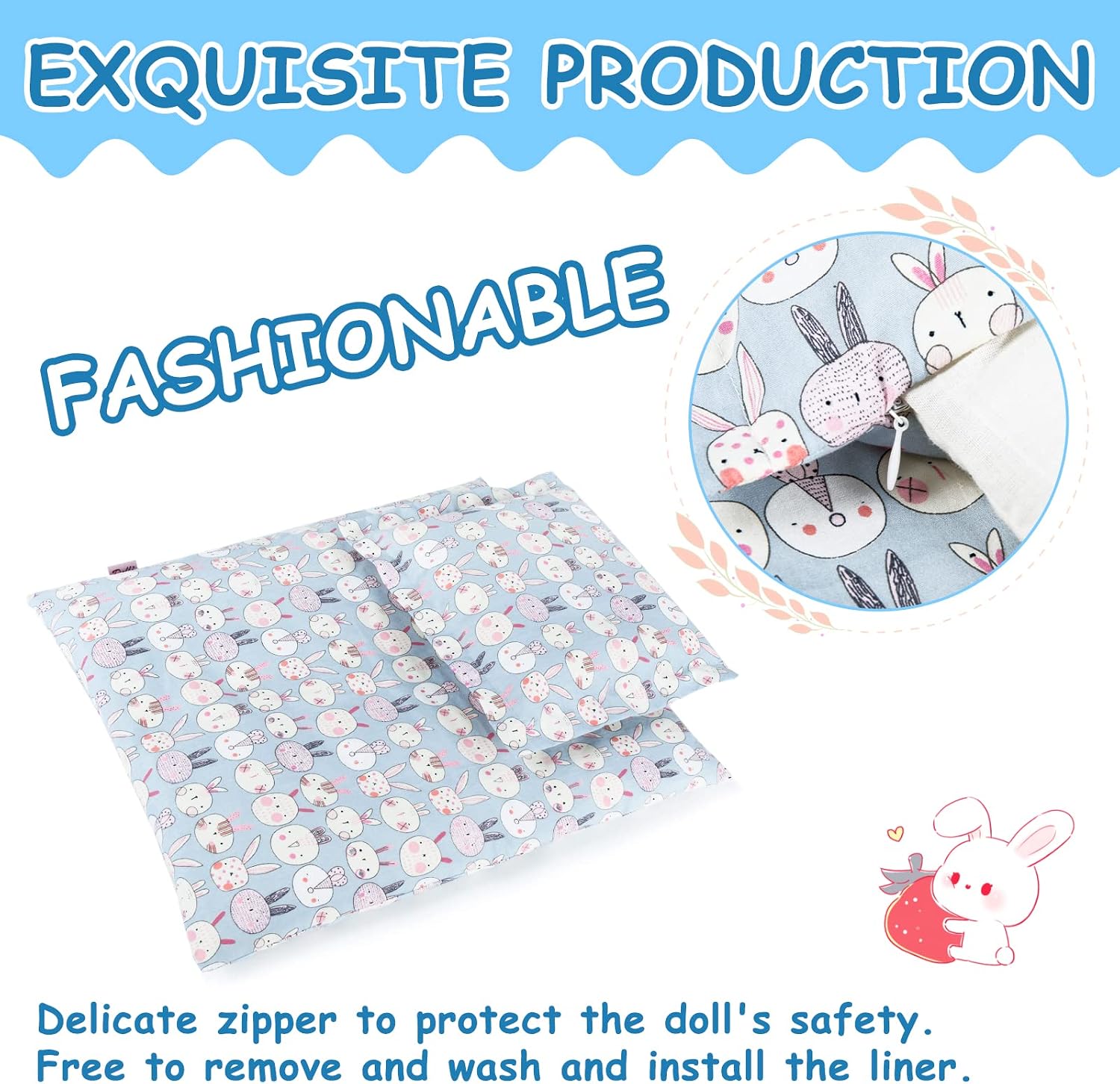 18 Inch Doll Bedding 2 Pc. Set - Reversible Print Doll Bedding Accessories with Comforter and Pillow - Fits American Girl Dolls and Other 18 Inch Dolls Holiday image 3