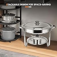 Vista 7 de Platos de Roce para Bufé, Juego de Platos de Roce de Acero Inoxidable de 6QT con Tapas, Calentadores de Alimentos para Fiestas y Bufé, Servidores