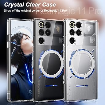 Cresee Magnetic Case for Red Magic 11 Pro/Red Magic 11S Pro, Compatible with Magsafe, Crystal Clear Hard Back + TPU Bumper Shockproof Phone Cover with Magnet - Transparent