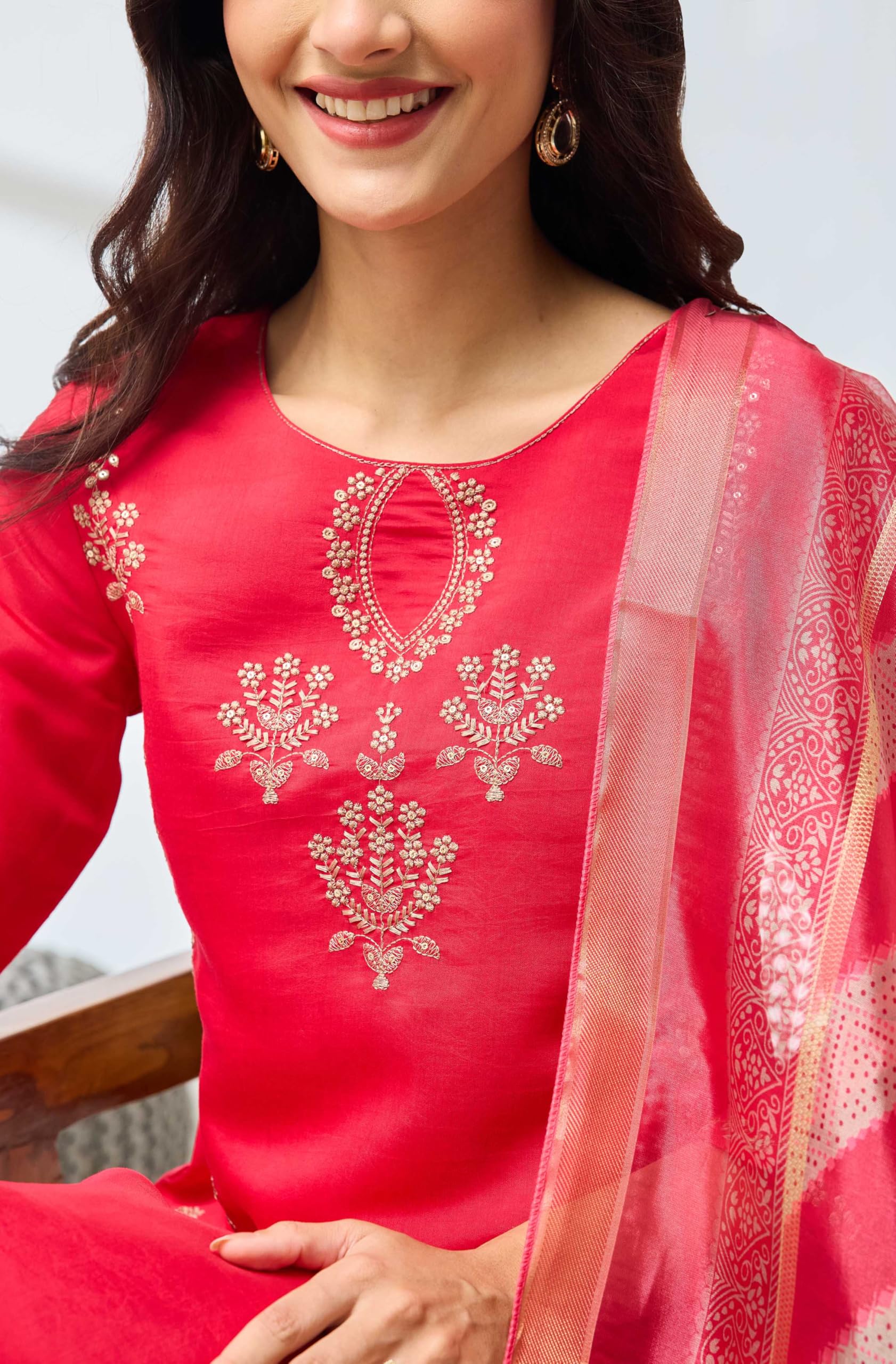 Janasya Women's Lime Yellow Silk Blend Embroidered Straight Kurta Set product image 6