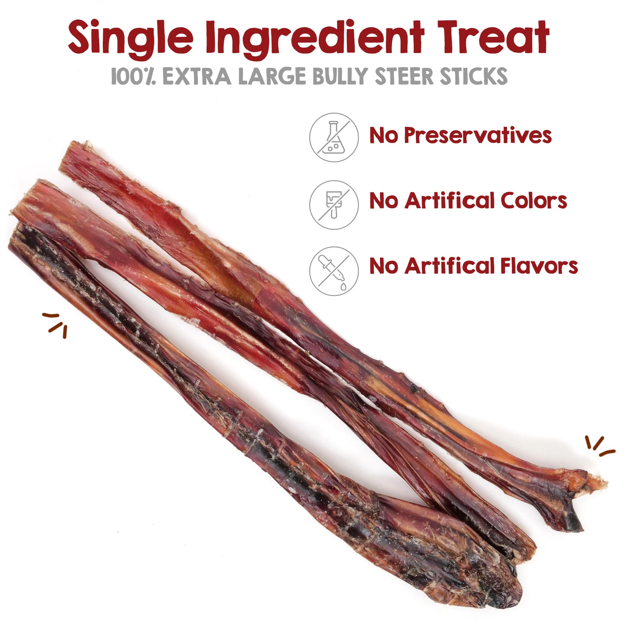 Riley's Steer Bully Sticks for Large to XL Dog Breeds - Odor Free, Single Ingredient Treat - Easily Digestible, 100% Beef Pizzle Sticks for Dogs - 12", 5ct: Large to XL Dogs (Five 12" Sticks) 8 Ounce (Pack of 2)