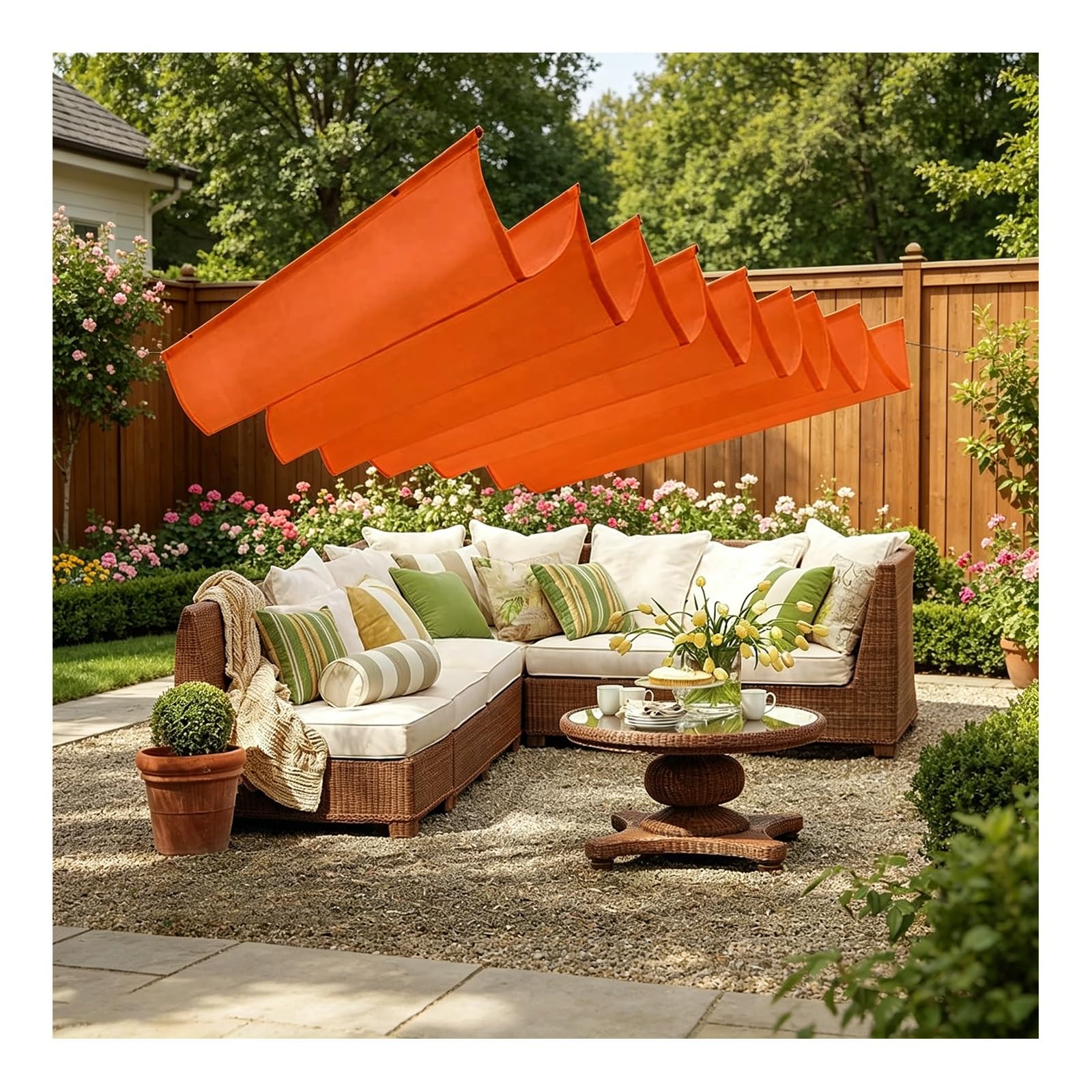 Voile d'ombrage rétractable pergola pare-soleil terrasse tissu respirant anti-UV