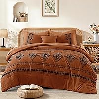 Vista 23 de MaiRêve - Juego de edredón de tamaño completo con bordado, juego de ropa de cama estilo granja occidental boho de 7 piezas, juego de edredón