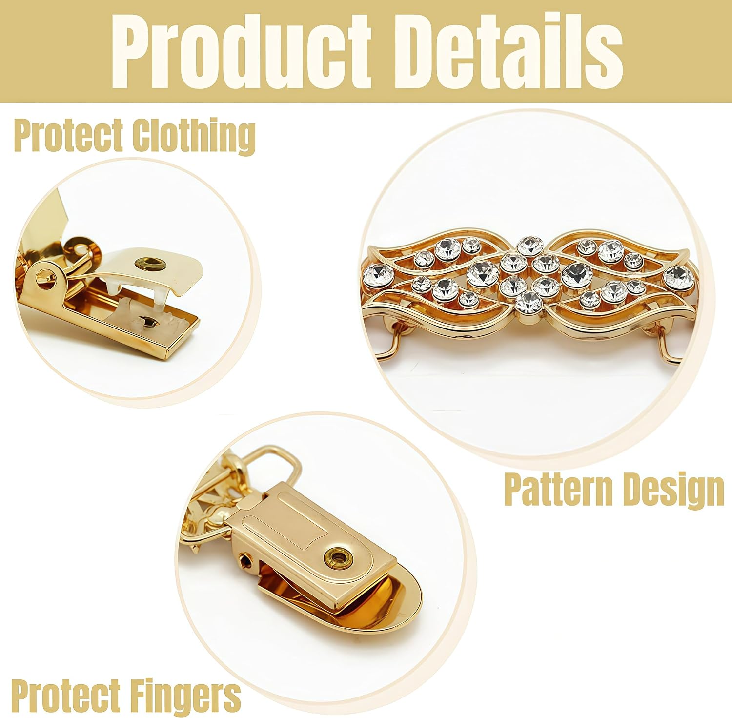 4 Pcs Waist Cincher & Shirt Clip Retro Dress Cinch Clips for Shawl, Gold Silver Waist Cincher Clip, 2 Style Dress Clips Back Cinch image 3