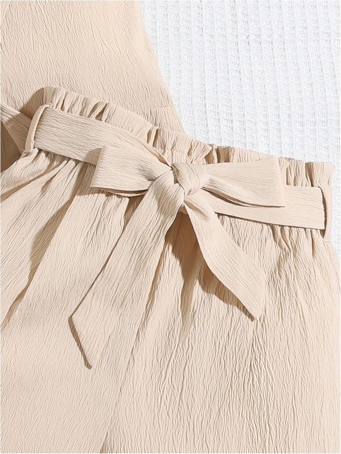 SweatyRocks Girl's Two Piece Outfits Lapel Collar Sleeveless Vest Jacket and Belted Wide Leg Shorts Set - Image 4