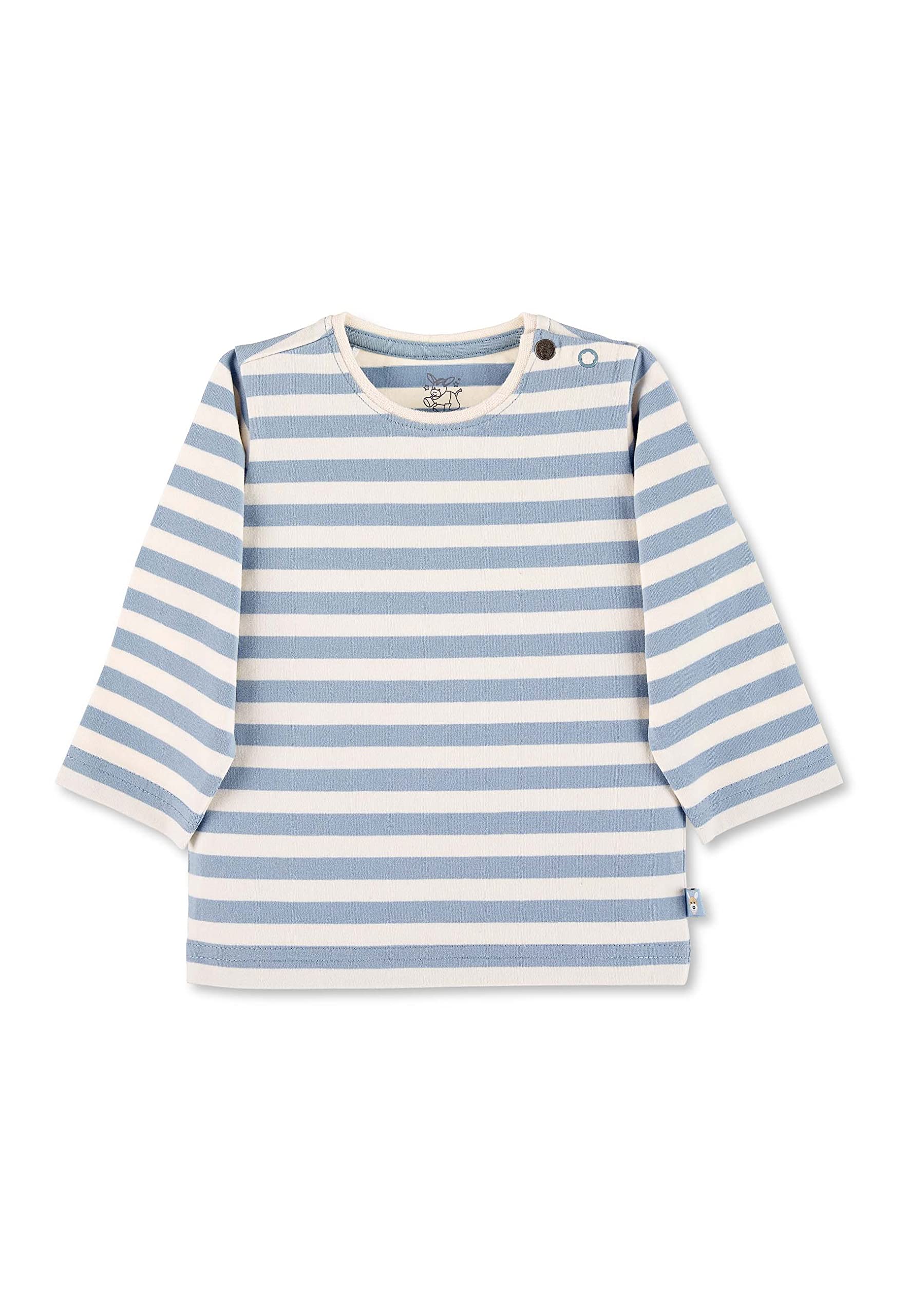 Sterntaler Baby Jungen Langarmshirt Baby GOTS Langarm-Shirt gestreift - Baby Shirt Langarm - mit Esel Stickerei und Knopf - grün