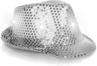 Fun Central LED Light Up Sequin Fedora Hats - Unisex Costume Accessory for Mardi Gras, St. Patrick’s Day, and Festive Events