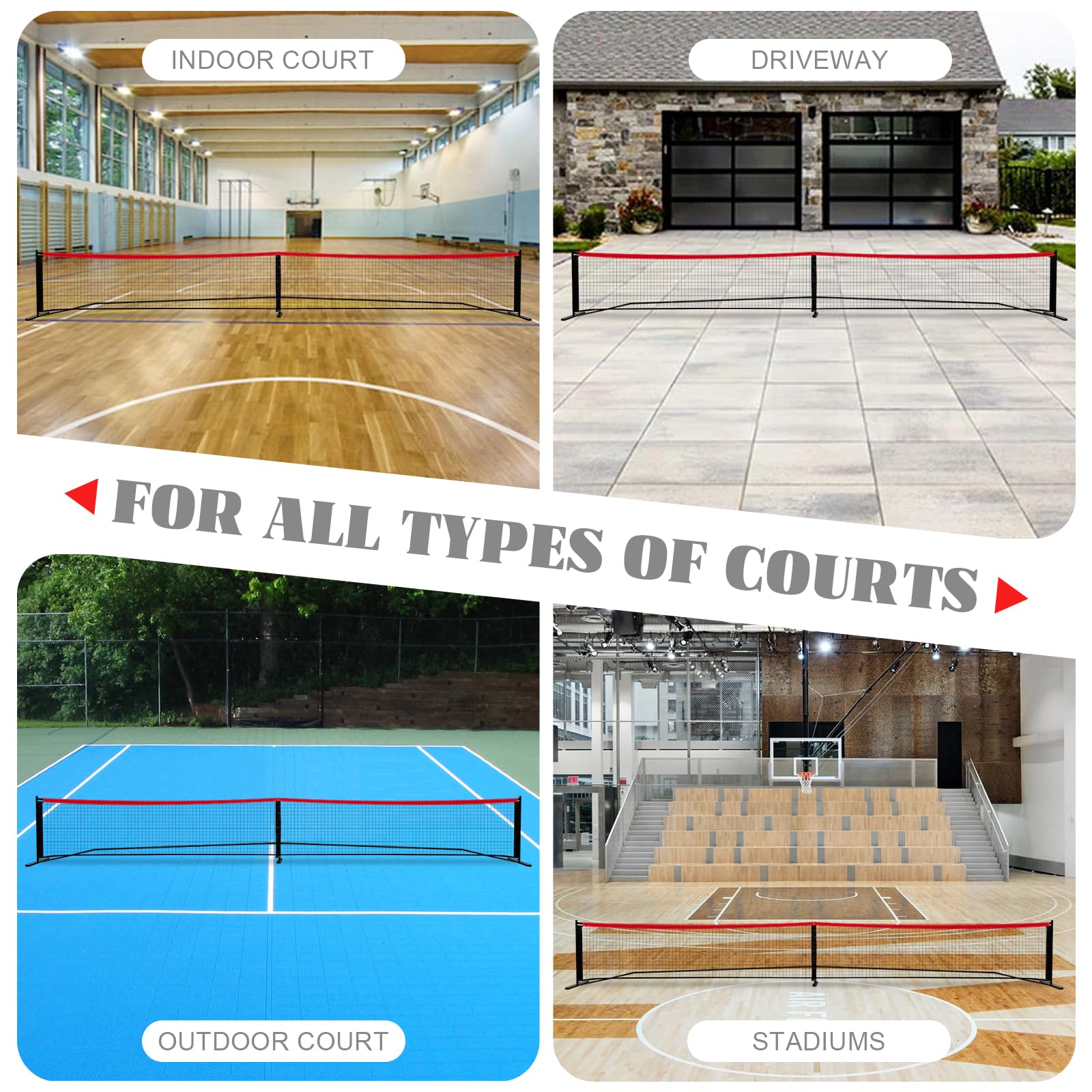 Wakefa Portable Pickleball Net System,22 FT Weather Resistant Pickleball Net USAPA Regulation Size with 4 Paddles, 2 Outdoor Pickle Balls, 2 Indoor Pickleballs and Carry Bag