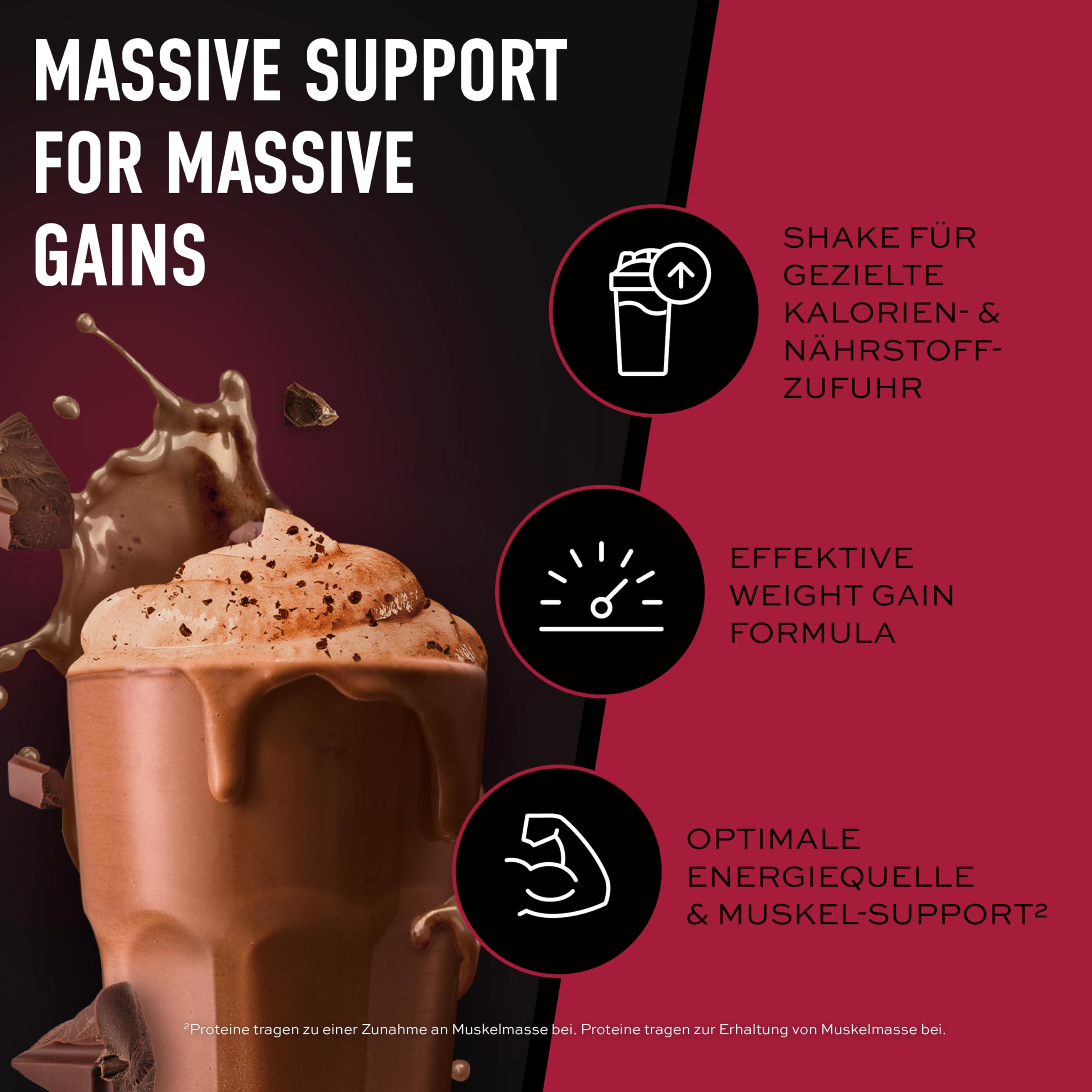 ESN Massive Weight Gainer, Chocolate Cream, 4 kg, ideal für die Massephase, bis zu 536 kcal pro Portion, Pulver zum Masseaufbau und Zunehmen - made in Germany