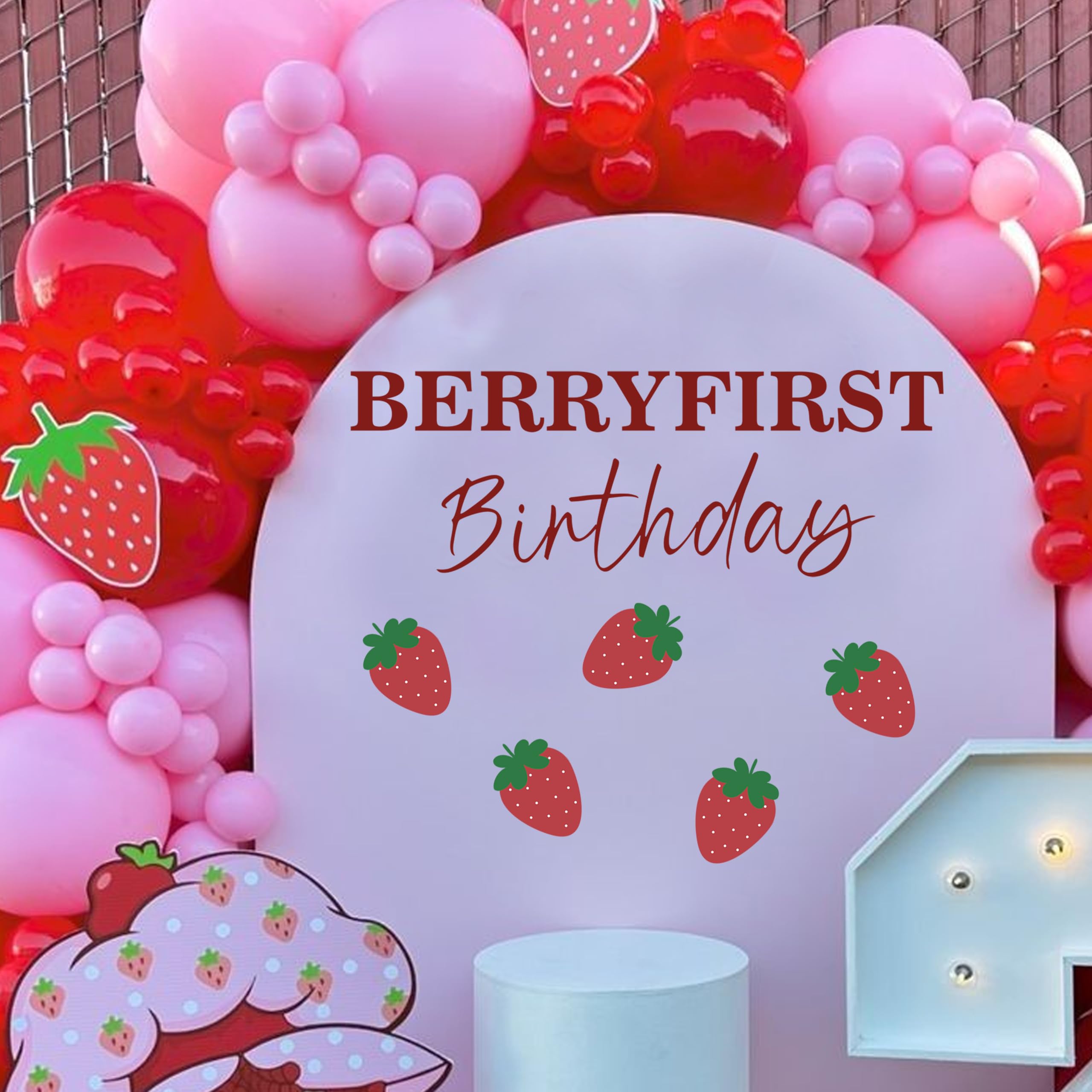 Berry First Birthday Wall Decal for Balloons，Sweet One Birthday Party Sign for Girls，Strawberry First Birthday Wall Decal，Berry Themed 1st Birthday