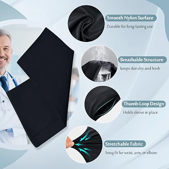 Hand Sock for Splint, Wrist Brace Liner & Arm Sock for Under Splint, Compression Sleeve for Hand Brace with Thumb Support, Cast Liner Sleeve for Wrist, Elbow & Arm Night Splint (1 Pack - Large)