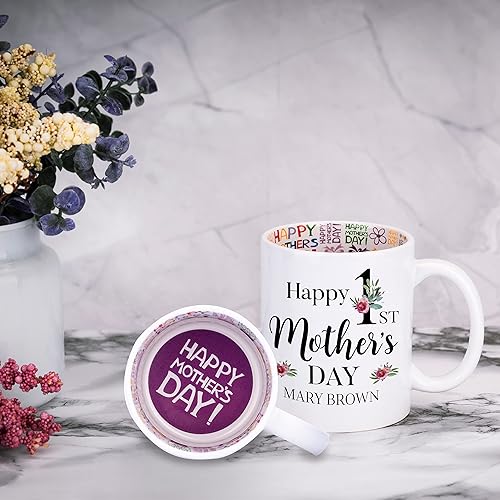 Miniatura 3 de Regalos para el primer día de la madre, taza de café personalizada con foto y nombre, 11 o 15 onzas, 10 opciones de color, taza personalizada para