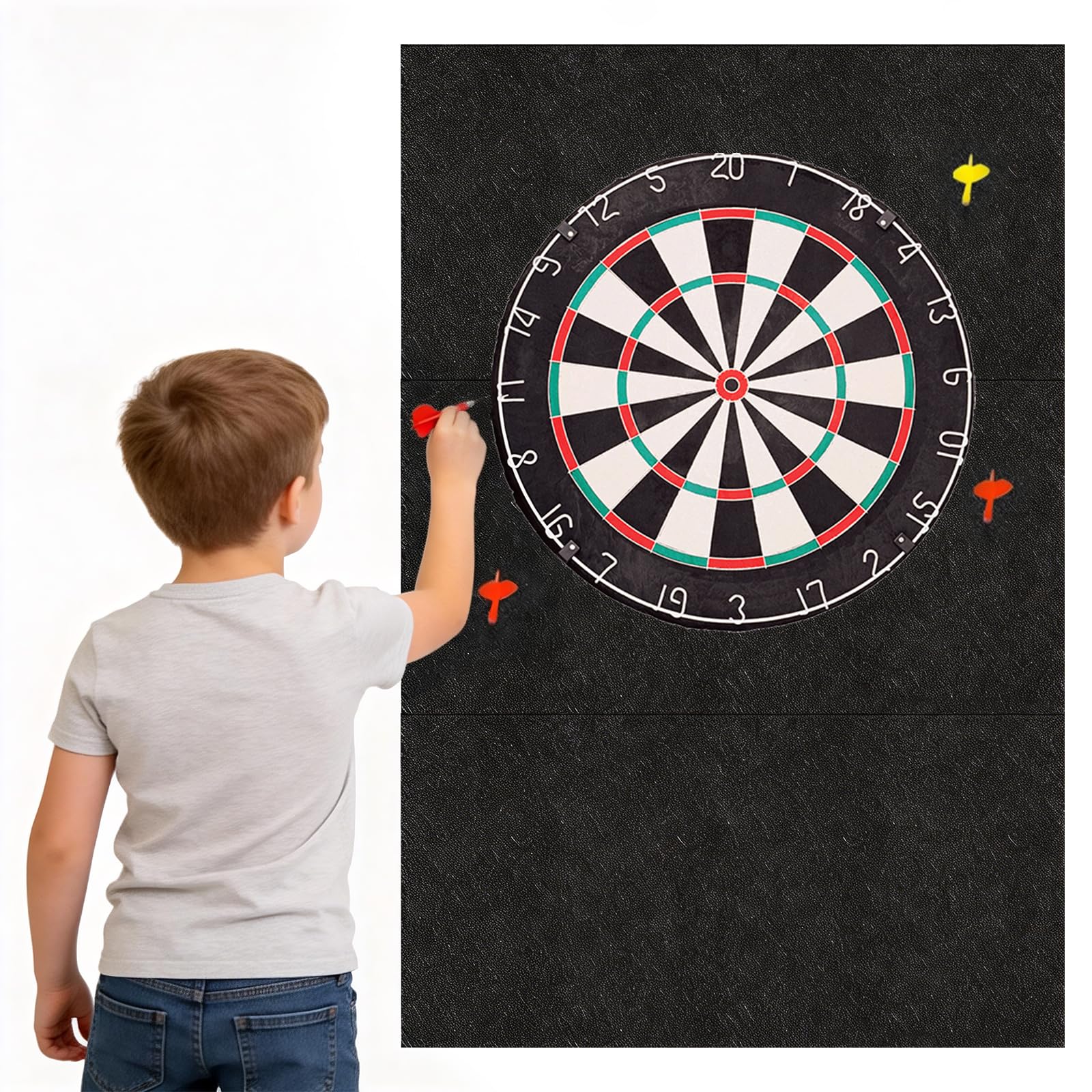 Dartboard Wandschutz 90x60 cm,Wandumrandung für Dartboard,Filz Dartscheibe Wandschutz Selbstklebend Dartboard-Schutz,für Dart Zubehör und Kork Rückseite