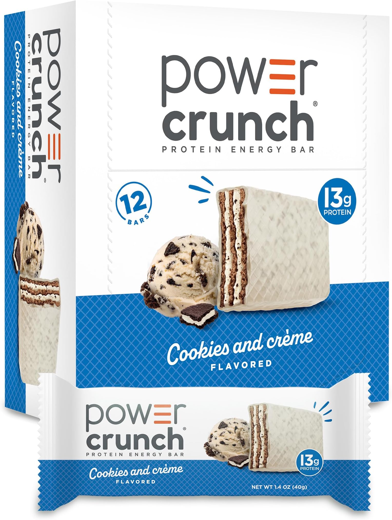 High Protein Energy Snack, Cookies & Creme, 1.4-Ounce Bars (Pack of 12)