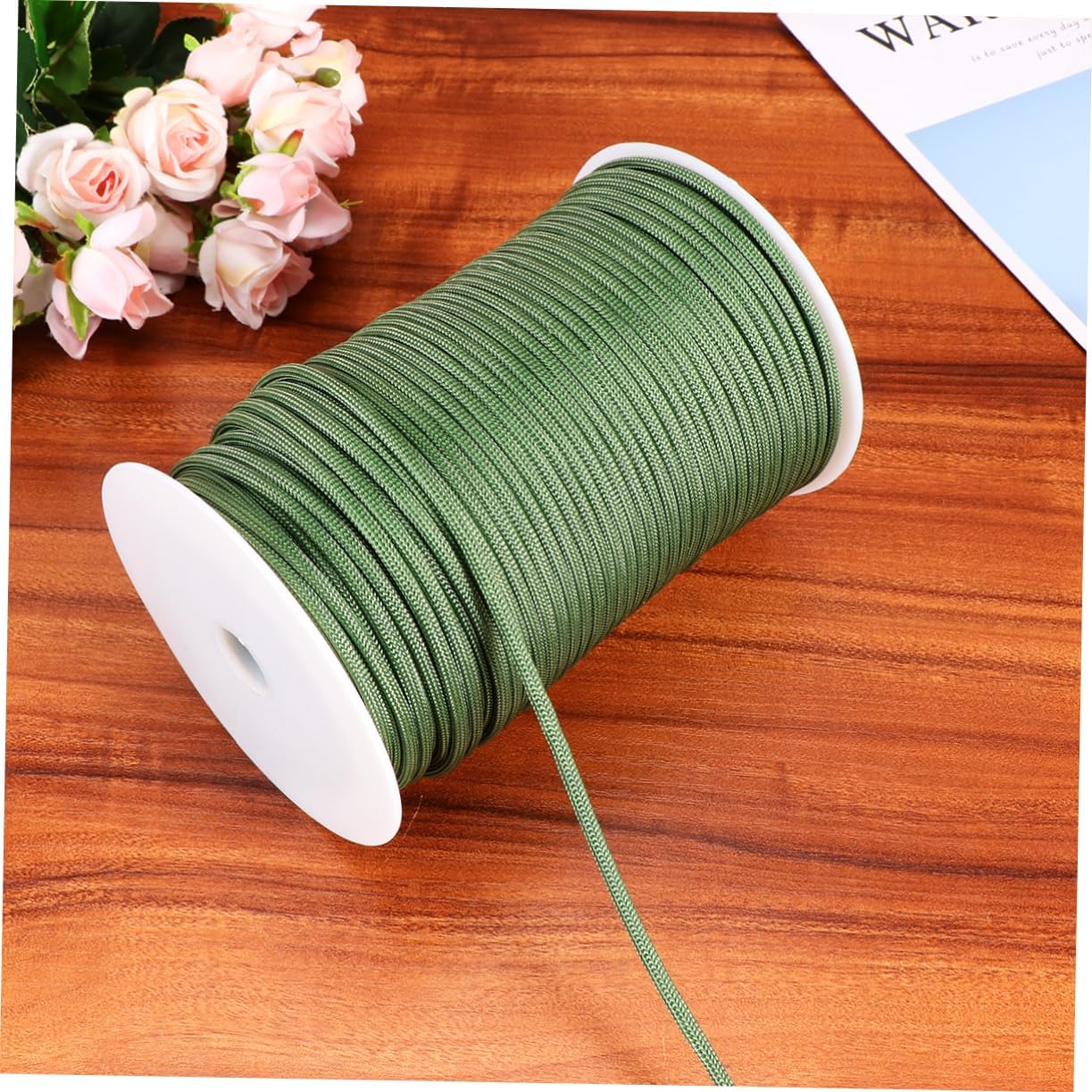 VANZACK 1 Roll High Strength Parachute Rope Durable Braided Umbrella Rope for Camping Outdoor Activities and Clothesline Use Army Green