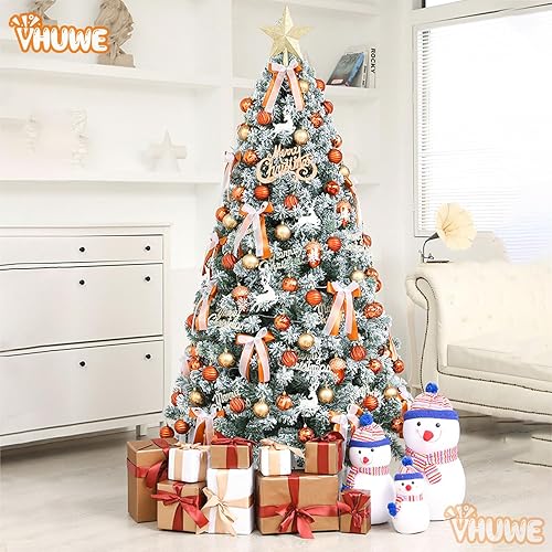 Miniatura 9 de Artificia Árbol de Navidad de 5 pies, 750 puntas de ramas flocadas de nieve, pino de Navidad verde con soporte plegable de metal para el hogar,