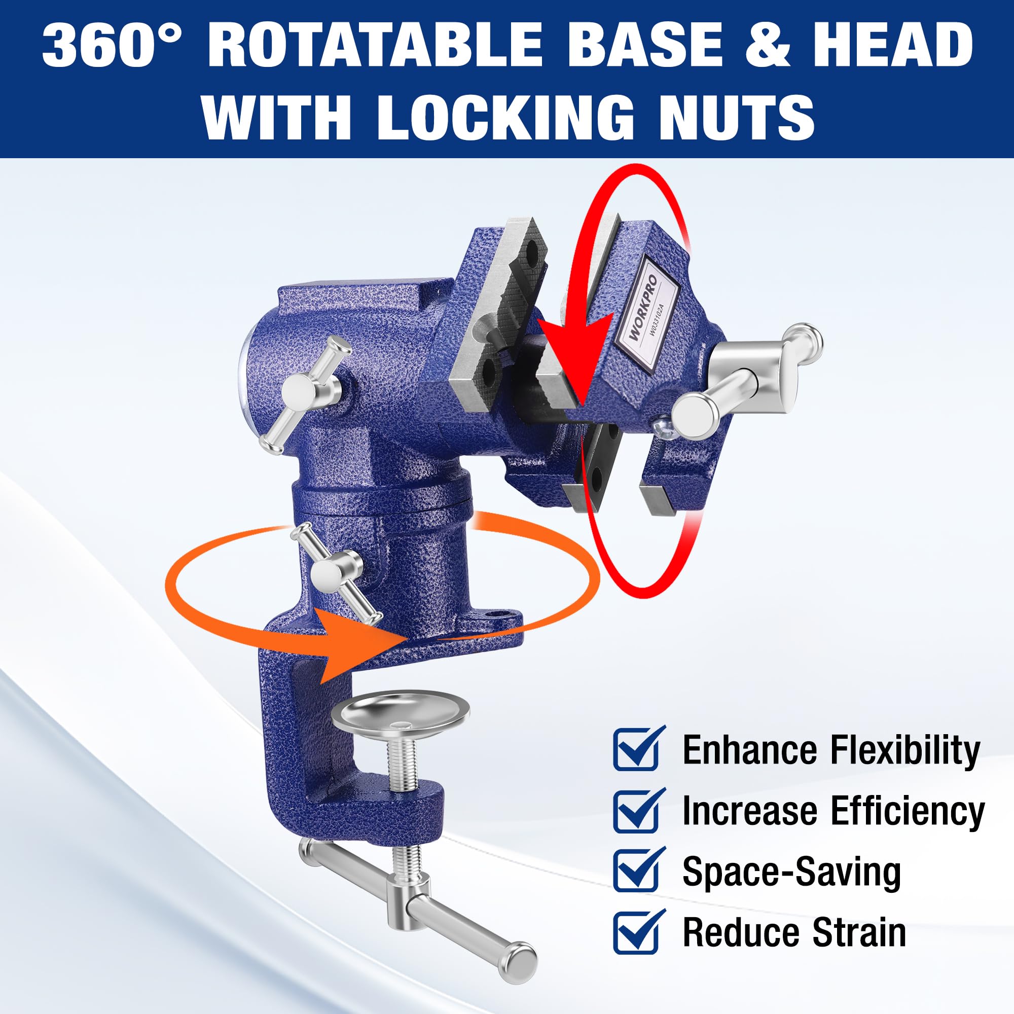 WORKPRO Dual Jaws Table Vise - Powerful Grip & Swivel -2 WORKPRO Dual Jaws Table Vise - Powerful Grip & Swivel -2