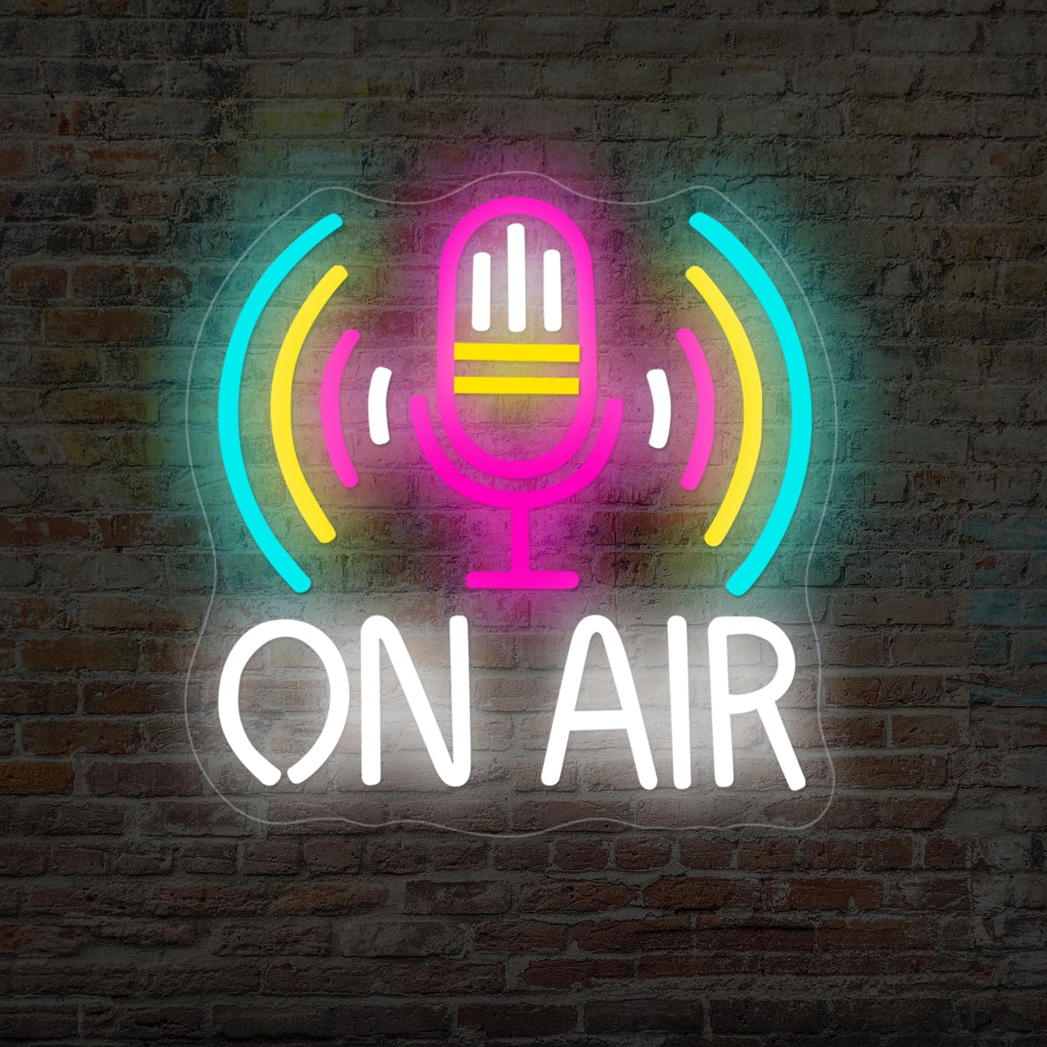 Neonschild "Live On Air", Mikrofon, Neonlicht-Schilder für Wanddekoration, Neonlichter, 29 x 29 cm, USB-Bar, Zuhause, Schlafzimmer, Männerhöhle, Büro, Hotel, Café, handgefertigt, für Wandkunst