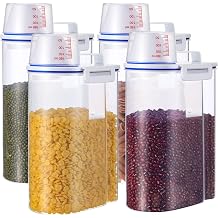 4 Pcs Food Storage Containers with Measuring Cup Lids, 2.5 L, Blue