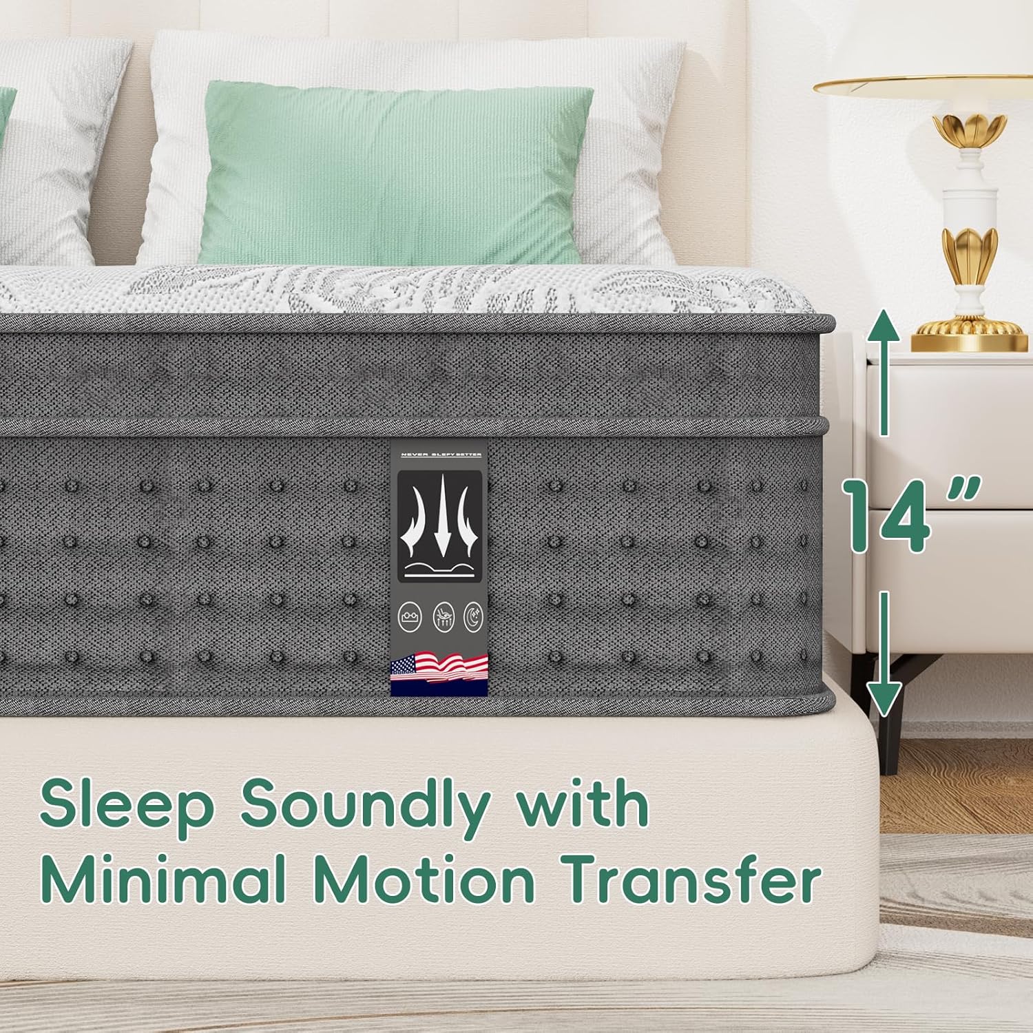 Twin Mattress 14 Inch, Twin Size Hybrid Mattresses with Motion Isolation & Pressure Relief, Fiberglass Free, Colchones Twin Size Bed Mattress in a Box, CertiPUR-US Certified Mattresses