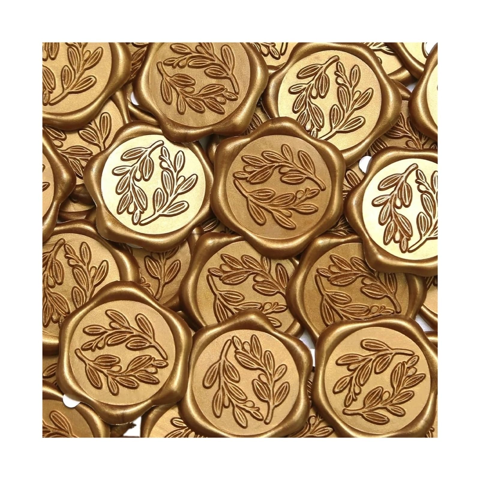 Efrjuwi Color 01 60Pcs Wax Seal Stickers - Olive Branch Wedding Invitation Envelope, Self- Adhesive Light Gold