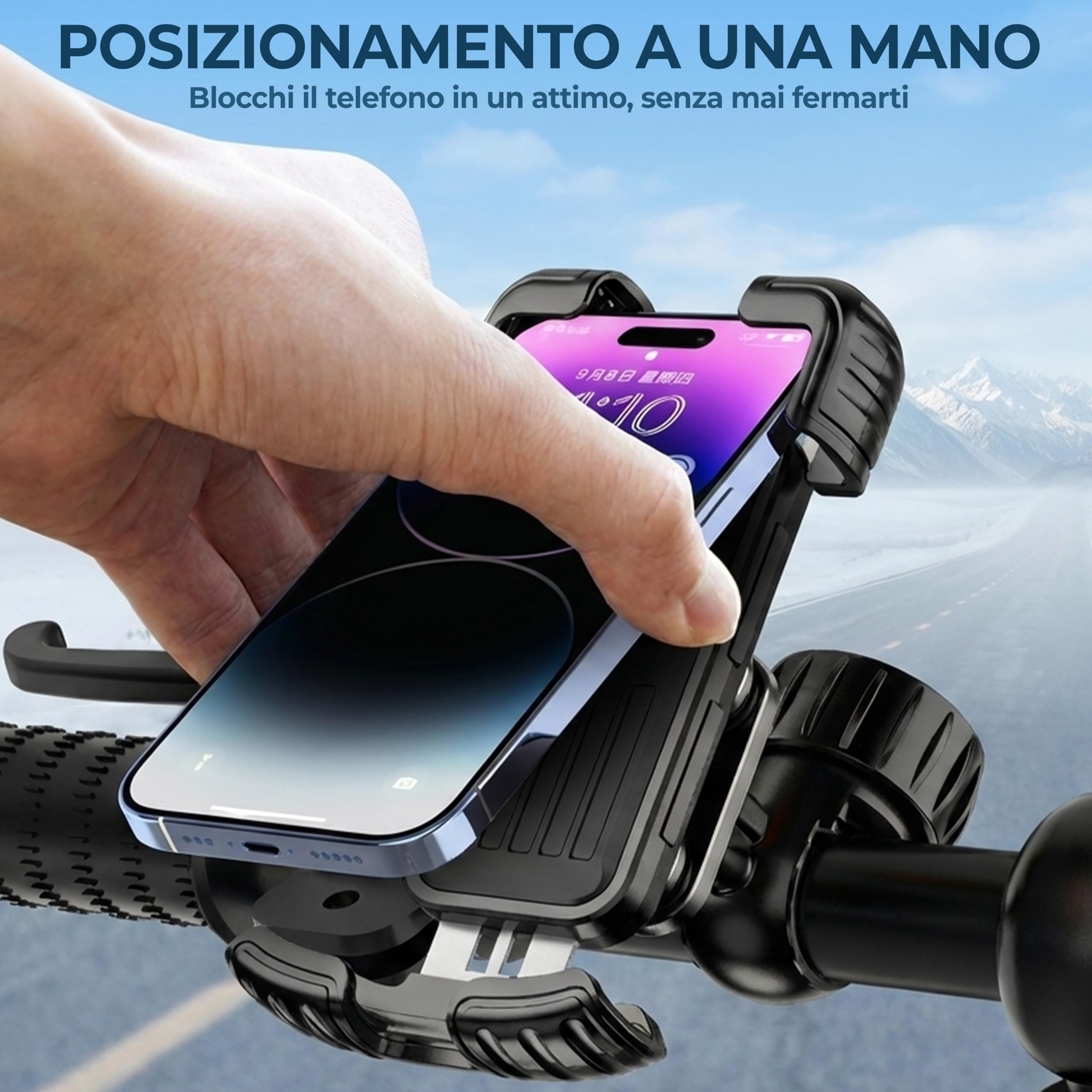 FINIX Porta Telefono Antivibrazione per Moto e Bicicletta-Mtb. Supporto Porta Cellulare Rinforzato in Alluminio, Ultra Stabile, Impermeabile e Ruotabile 360°. Universale per tutti gli Smartphone