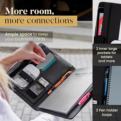 Miniatura 9 de Trailblaze Funda de cuero para cuaderno compatible con Rocketbook  Cuaderno de lujo de cuero para hombres y mujeres  Organizador de cartera con