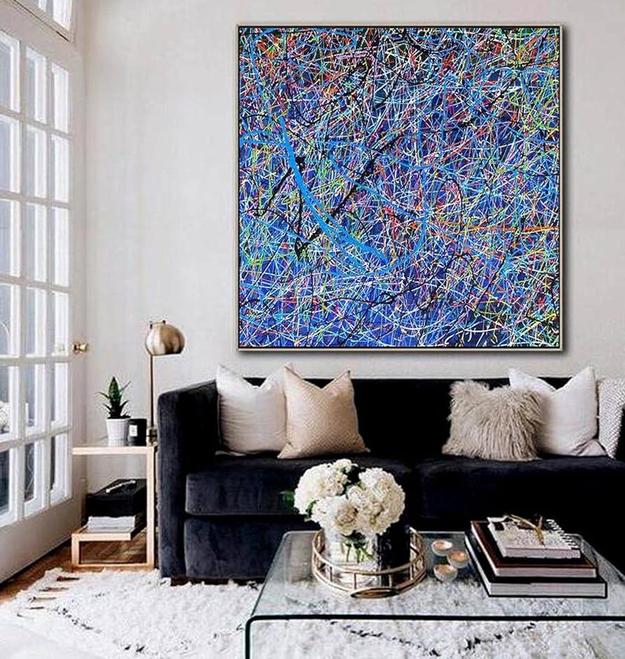 Amazon｜大きくてカラフルな抽象絵画スプラッタドリップペイン
