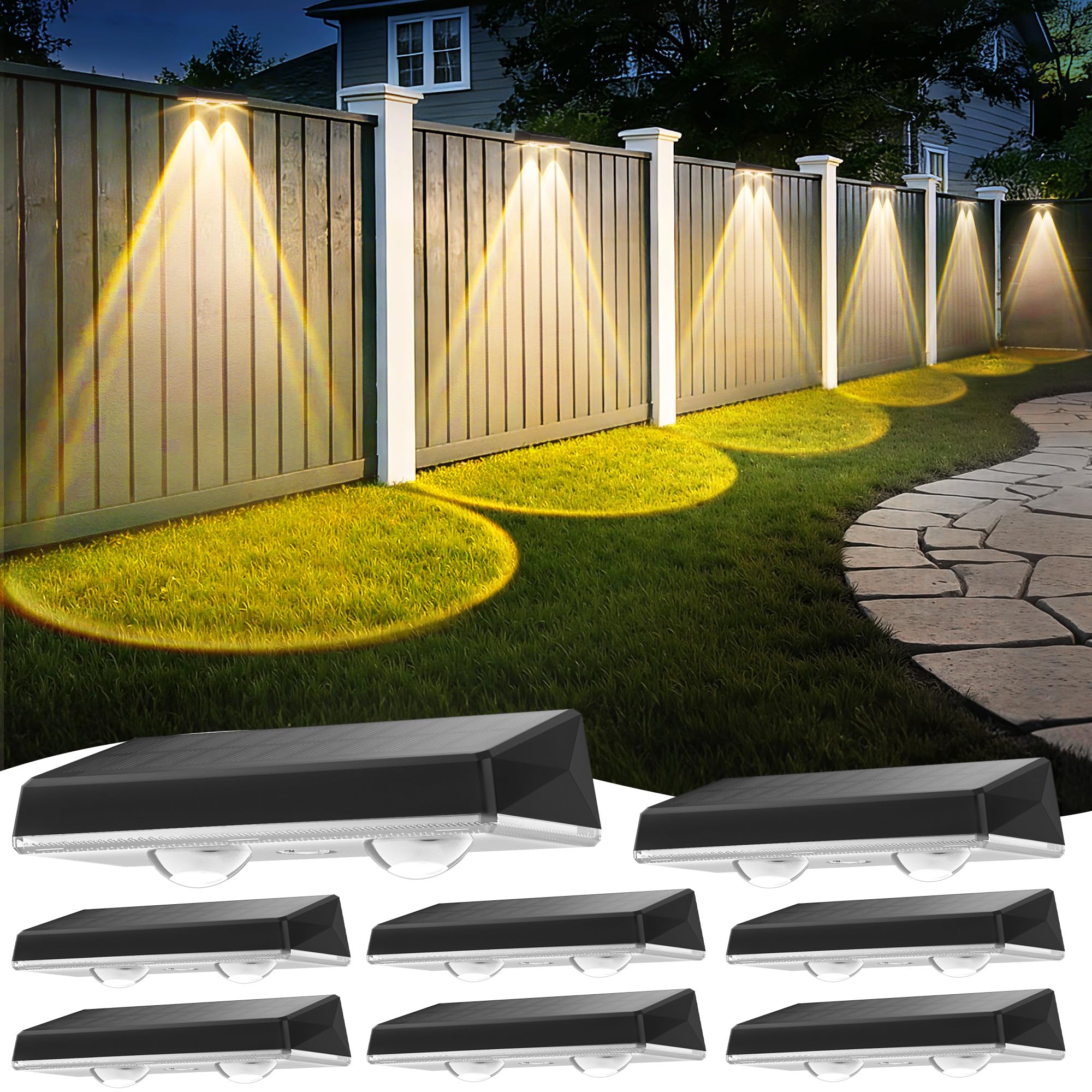 Solarlampen für außen wand, Solar Wandleuchte aussen, solarwandleuchten außen 3 Beleuchtungsmodi LED aussenleuchte solar IP67 Wasserdicht außenbeleuchtung solar für Zaun Garten Terrasse 8er