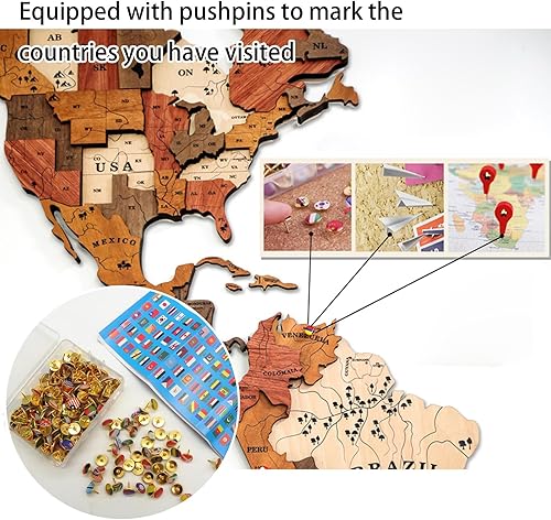 Miniatura 4 de Pared de madera LED 3D + mapa acrílico del mundo, tamaño extra grande 597998118 pulgadas, decoración de pared 3D, decoración artística moderna para