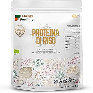 F Energy Feelings Proteine di Riso in Polvere BIO 500g | 82% Proteine Vegetali | Proteine Vegane per Massa Muscolare e Dimagrire | Senza Zuccheri Aggiunti, Lattosio né Glutine