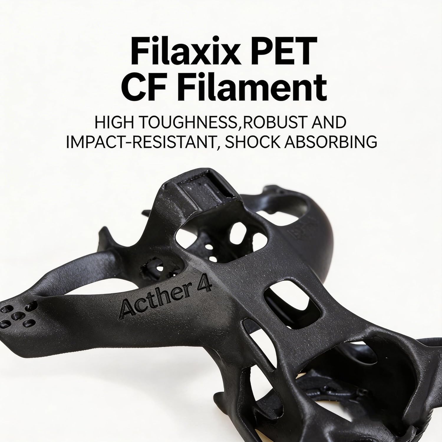 Carbon Fiber PET Filament 1.75mm,Compatible with Bambu LAB, K1C,QIDI MAX3, FLASHFORGE Adventurer 5M,Prusa MK4 FDM 3D Printer,High Strength & Rigidity, Low CreepLow Moisture Sensitivity,Black