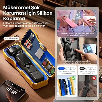 Coverzone DJI Osmo Pocket 3/4 ile Uyumlu Sert Koruyucu Taşıma Çantası Long