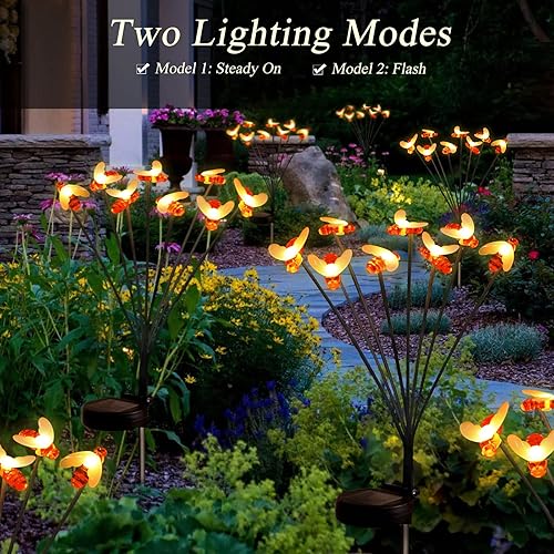 Miniatura 3 de Luces solares de jardín luciérnaga iluminación al aire libre, 32 LED, paquete de 4 luces decorativas solares impermeables, lámpara exterior