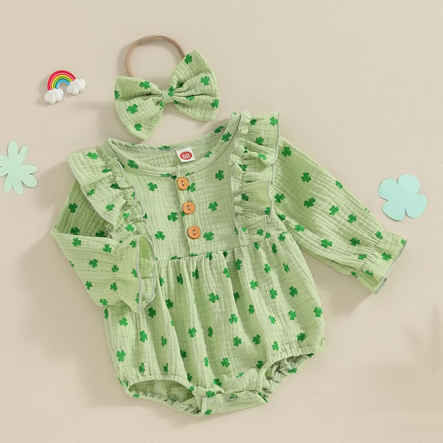 Newborn Baby Girl St. Patrick 's Day Romper Sweatshirt Bodysuit Infant St. Patrick 's Day Outfit Clothes - Image 5