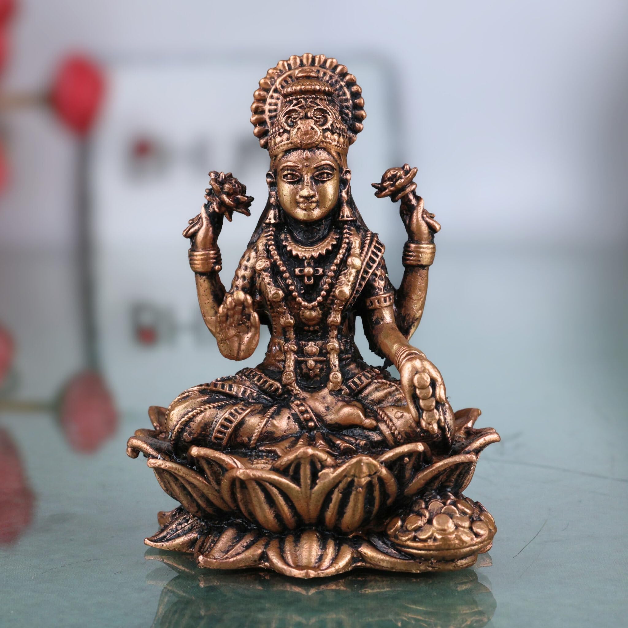 Buy Bhunes Copper Mahalakshmi Idol, Handcrafted Copper Lakshmi