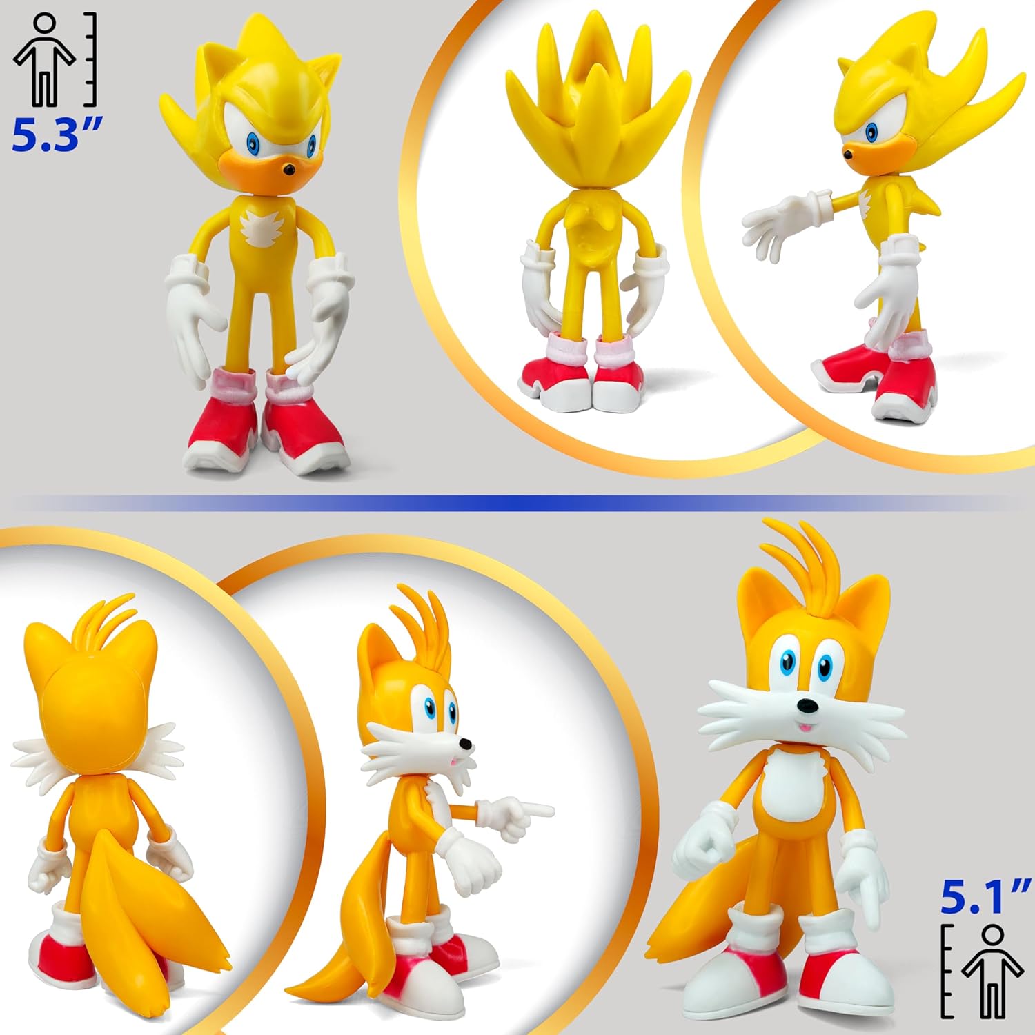 Toysvill Sonic the Hedgehog Big Action Figures (Set of 10 pcs), Collection Toys, Birthday Cake Decoration Party Supplies Cake Topper