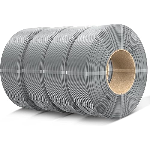 SUNLU Refill PETG Filament 1.75mm, PETG Refill 3D Printer Filament, Suitable for Bambu Lab Filament and SUNLU Reusable spools, Dimensional Accuracy +/- 0.02 mm, 1kg per Spool, 4 Pack, 4 Grey