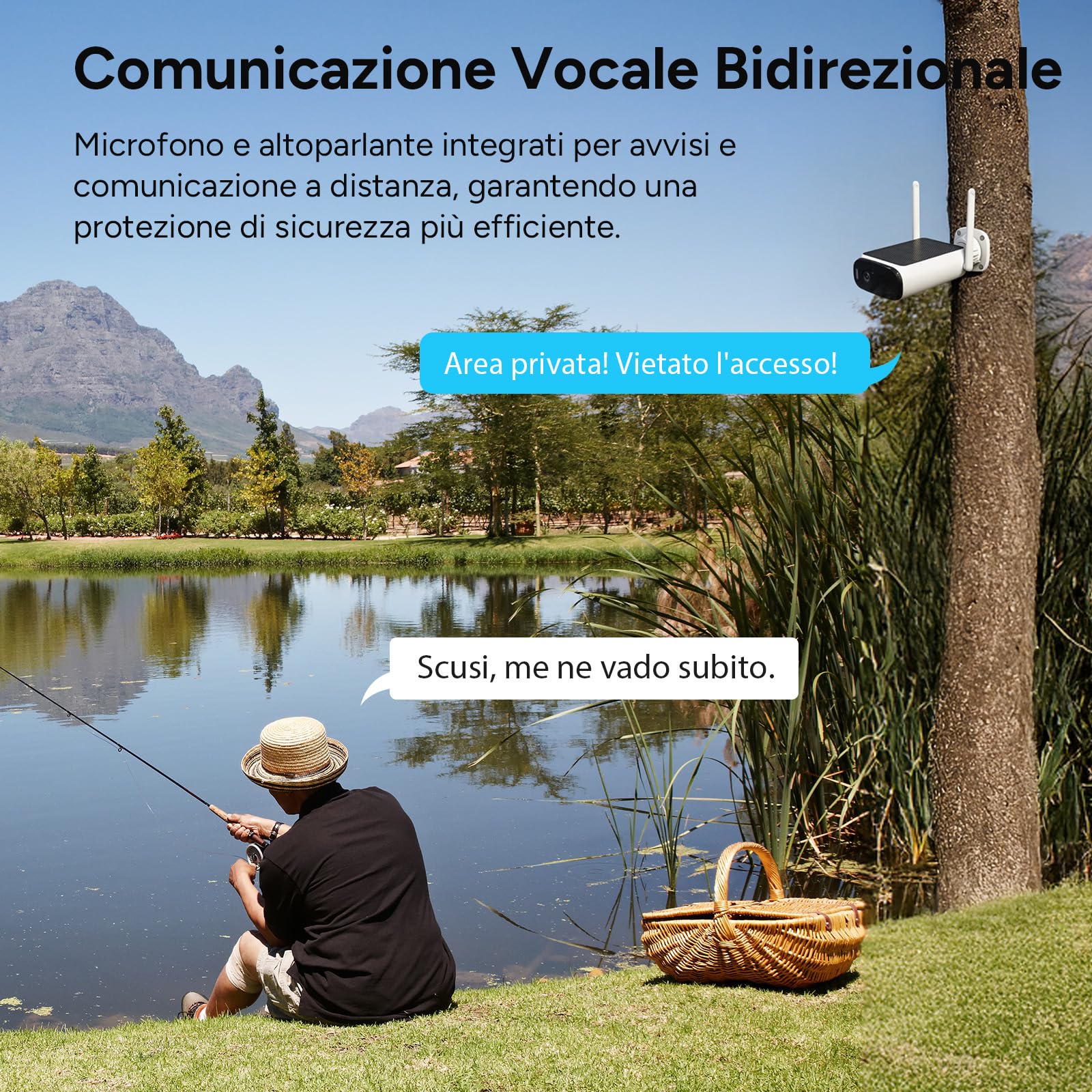 WOOX Telecamera di Sorveglianza 4G LTE Esterna senza WiFi, Telecamera Solare Esterna 2K Senza Fili senza WiFi, con Visione Notturna a Colori, Grande Angolo 130°, Rilevamento AI, Locale e Cloud