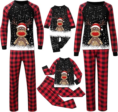 ADUWOAN Pijamas de Navidad para la familia, conjunto de pijamas de Navidad 2023, ropa de dormir divertida con estampado de Papá Noel, pijamas