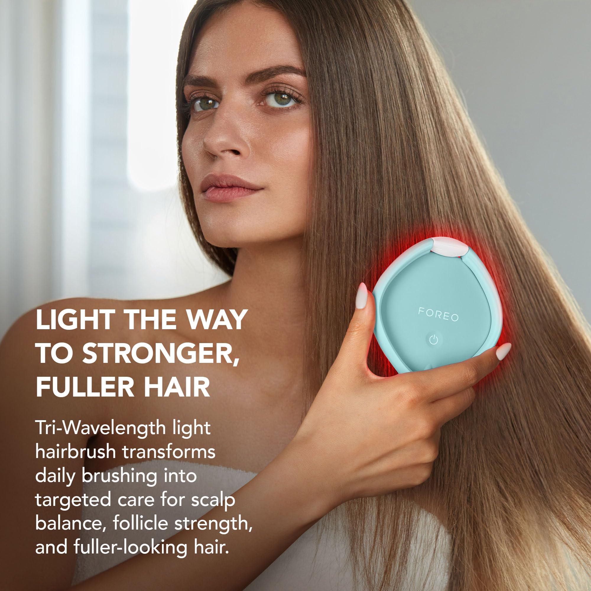 FOREO FLIP Play Advanced LED Light Hairbrush - Multi-Functional 3-in-1 Hair & Scalp Tool with Red, Blue & Green Light Modes – Designed to Support Scalp and Hair Appearance - Ice Ice Baby!