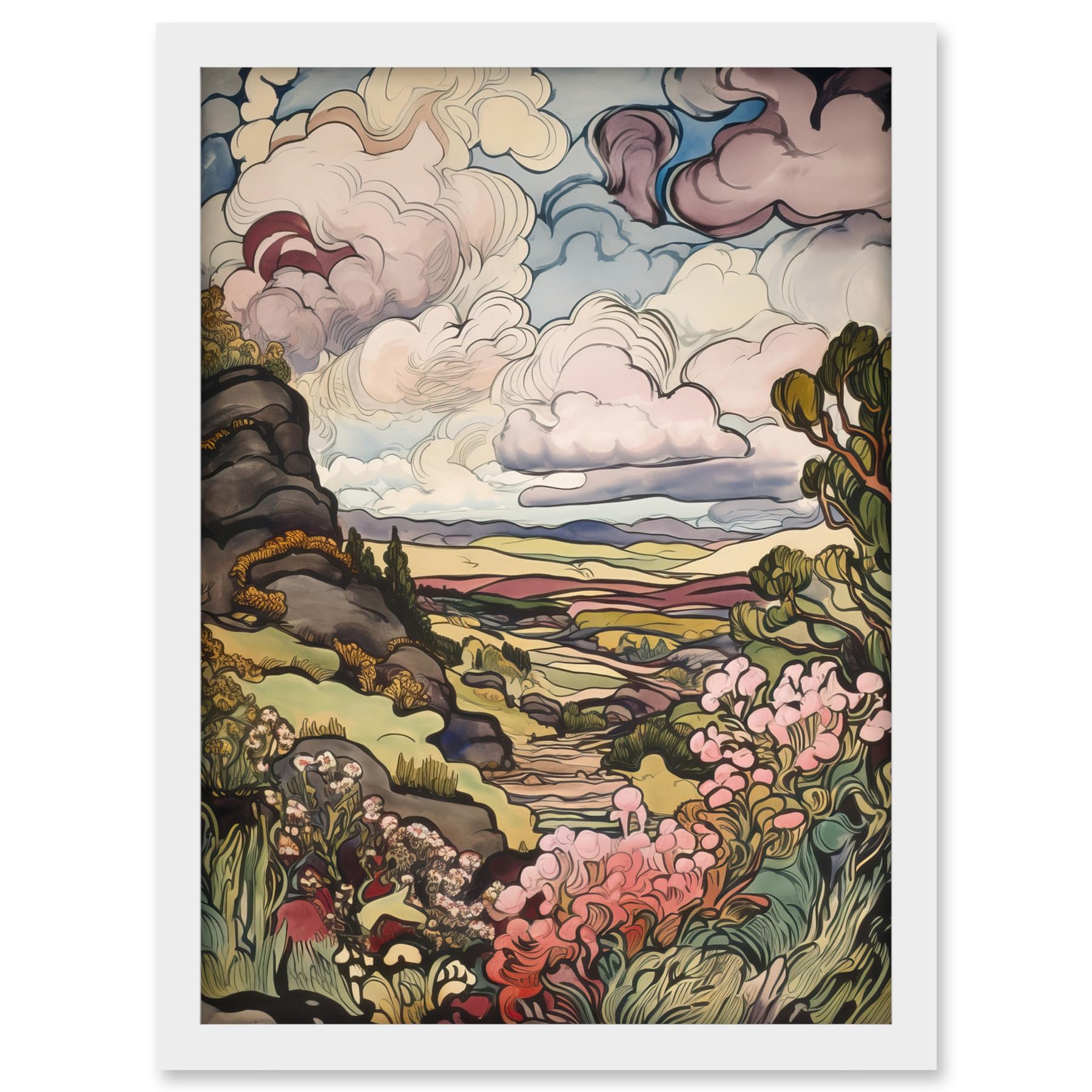 Artery8 A Wild Scottish Landscape on a Cloudy Day Artwork Framed A3 Wall Art Print