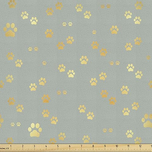 Vista 322 de Ambesonne Tela beige de The Yard, ilustración contemporánea de animales marinos en estilo retro, arte de caballito de mar de cangrejo de pulpo, tela