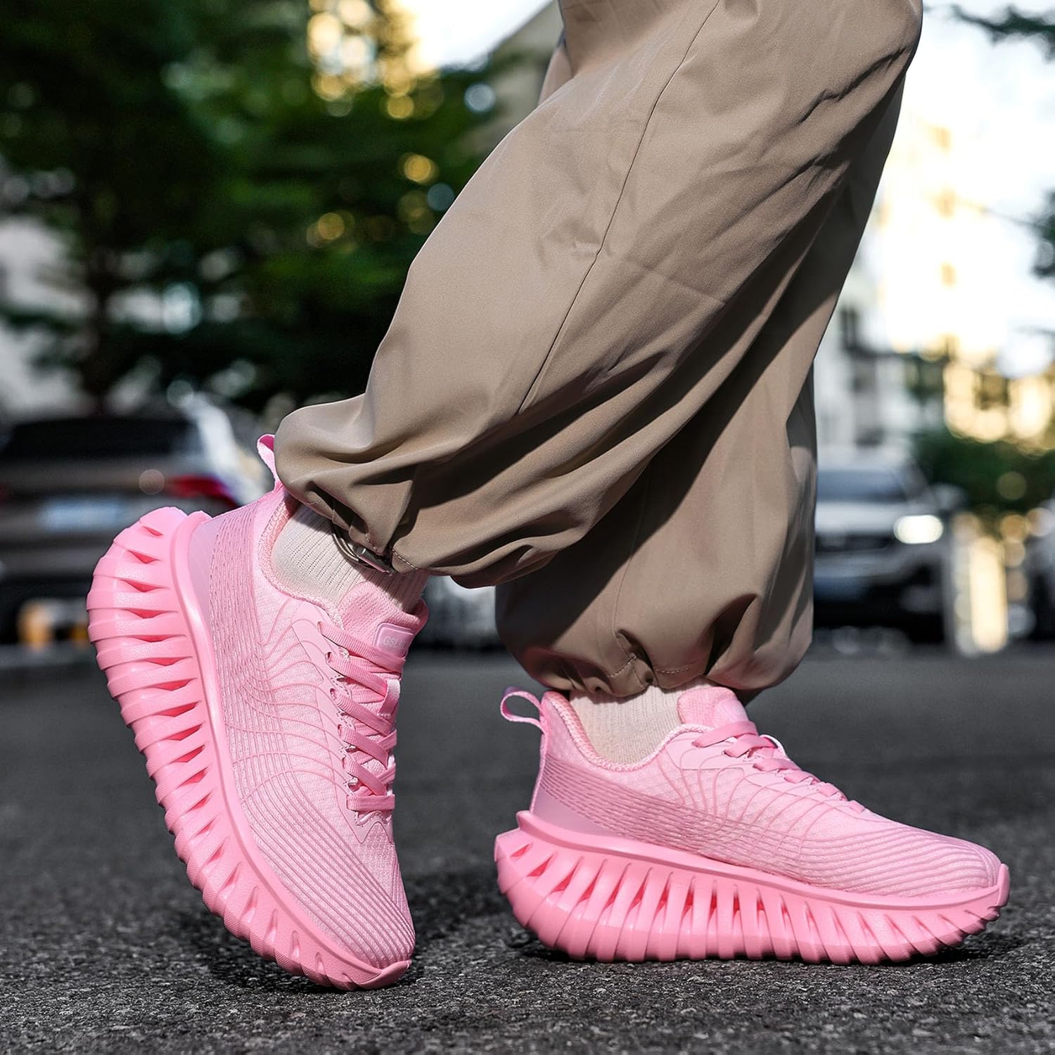 GSLMOLN Wowen Walking Shoes Breathable Casual Walking Sneakers for Workouts Cushioned Wwomen's Training Fashion Sneakers Tennis Shoe Pink - Image 2