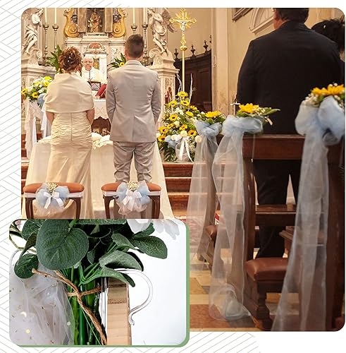 Miniatura 2 de Paquete de 24 clips de banco de iglesia para bodas, ganchos de plástico transparente y resistente, decoración de flores para decoración de pasillo,