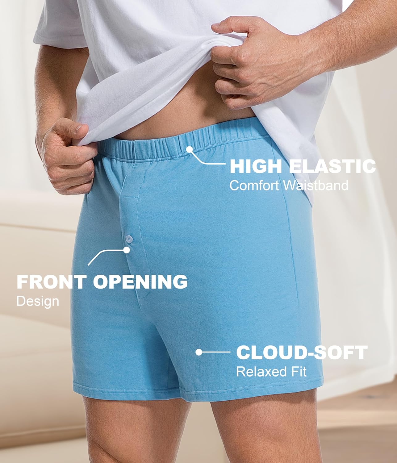 Incontinence Underwear for Men, Reusable Washable Leakproof Cotton Breathable Lounge Boxers 80ml Multipack (Multicolor01, Large)