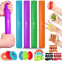 DICYWUDI Flex Therapy Bar and Grip Strength Trainers set, Physical Therapy & Resistance Bar for Golfers Elbow,Tendinitis,Wrist,Forearms Pain, Improve Grip Strength and Relieve Pain