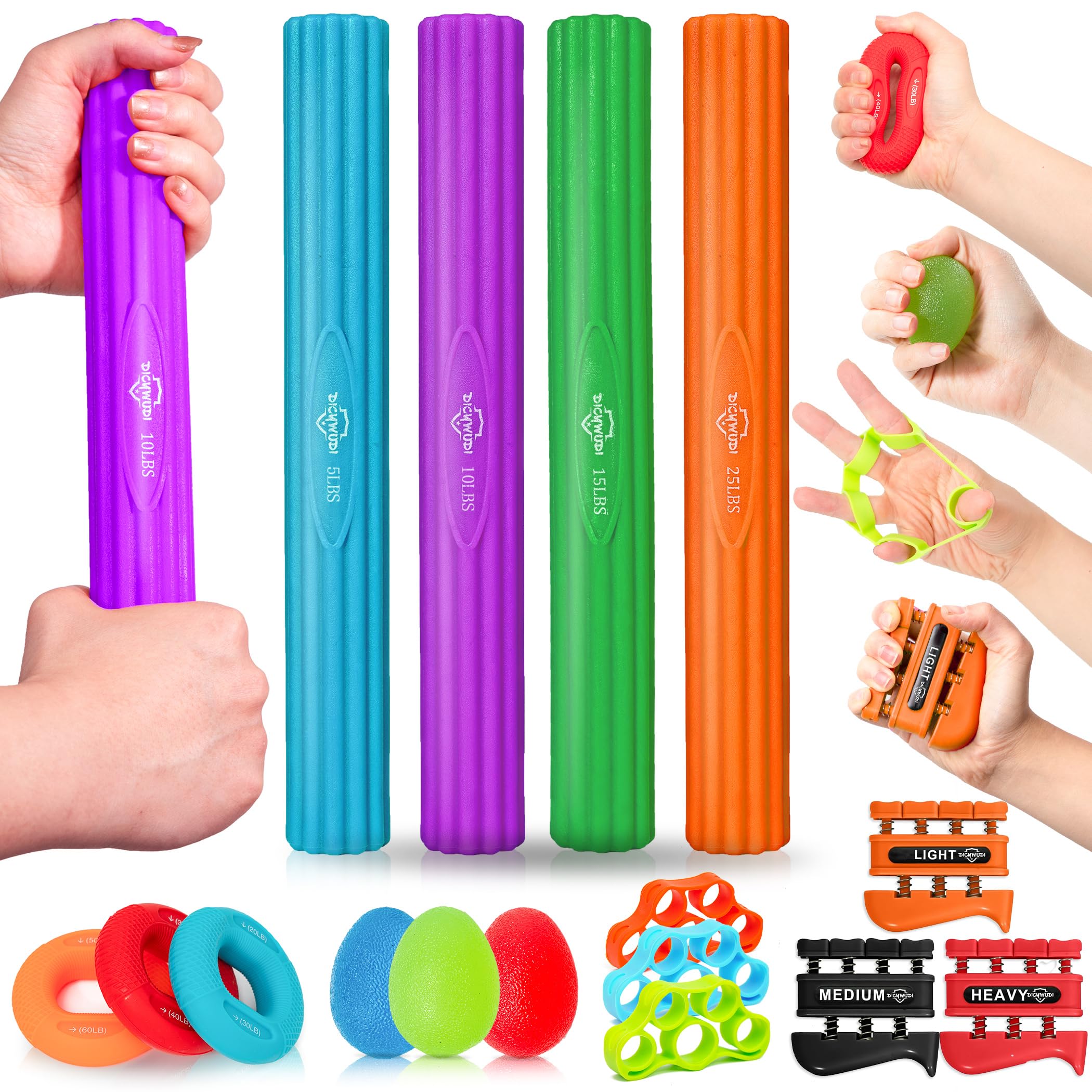 DICYWUDI Flex Therapy Bar and Grip Strength Trainers Set, Physical Therapy & Resistance Bar for Golfers Elbow,Tendinitis,Wrist,Forearms Pain, Improve Grip Strength and Relieve Pain — Amazon image 8