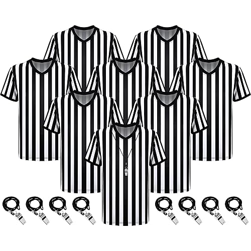 Ramede Referee Shirt with Whistle Official Football Referee Shirt Umpire Jersey Halloween Group Costume for Men Woman
