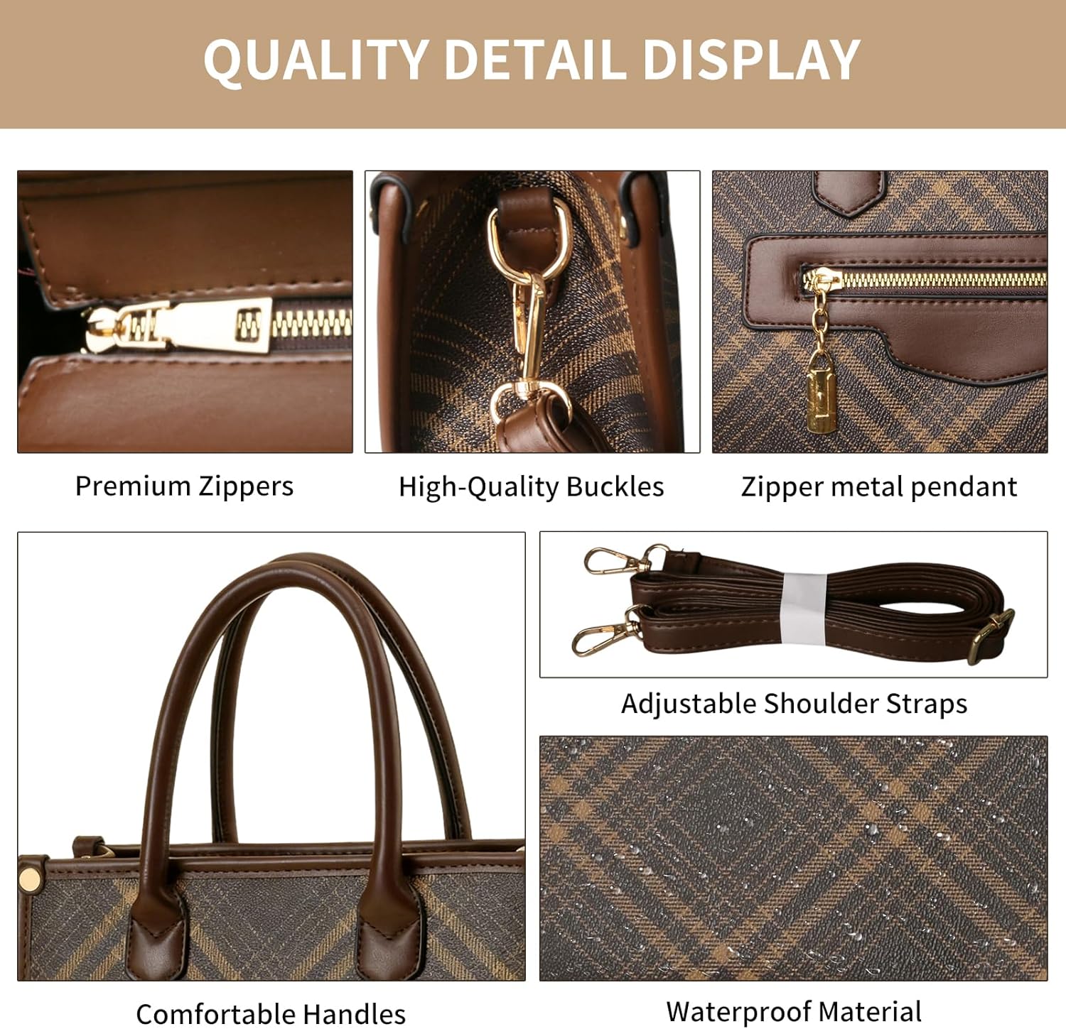 Purses and Handbags for Women, 3Pcs Women's Handbags Fashion PU Leather, Tote Shoulder Top Handle Satchel Purse Bags